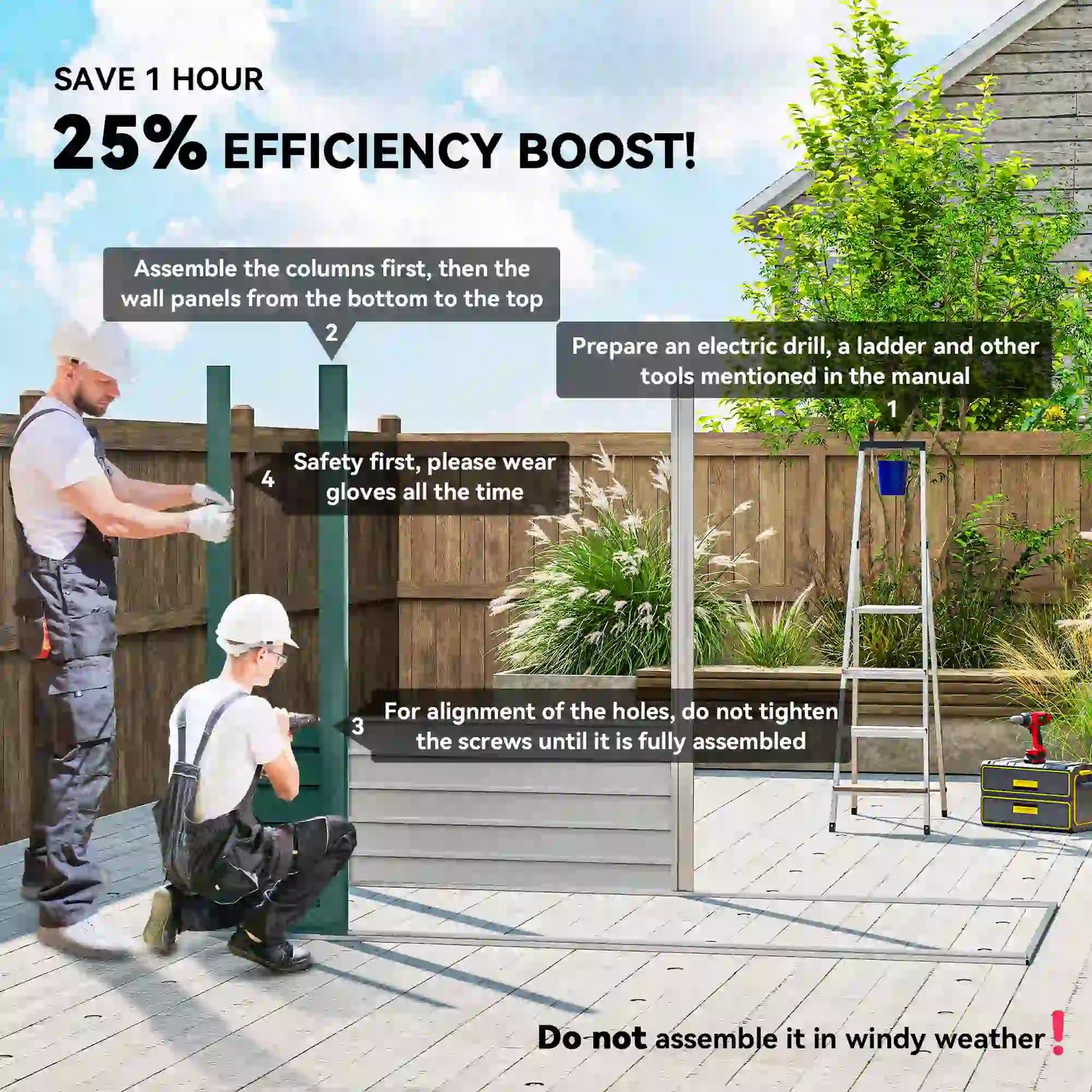 8 x 4FT Galvanized Metal Garden Shed, Double Doors, 2 Vents, Green Sheds at Gallery Canada