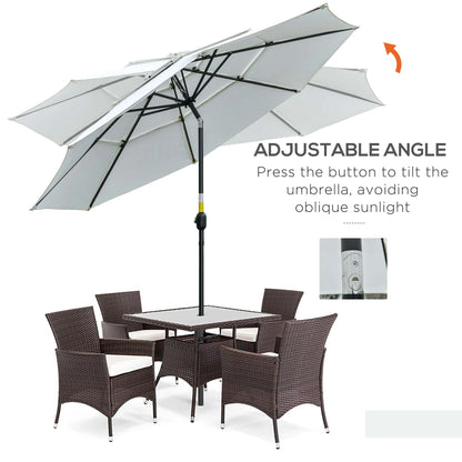 9FT 3-Tier Patio Umbrella, Crank & Tilt, Cream White Sun Umbrellas at Gallery Canada