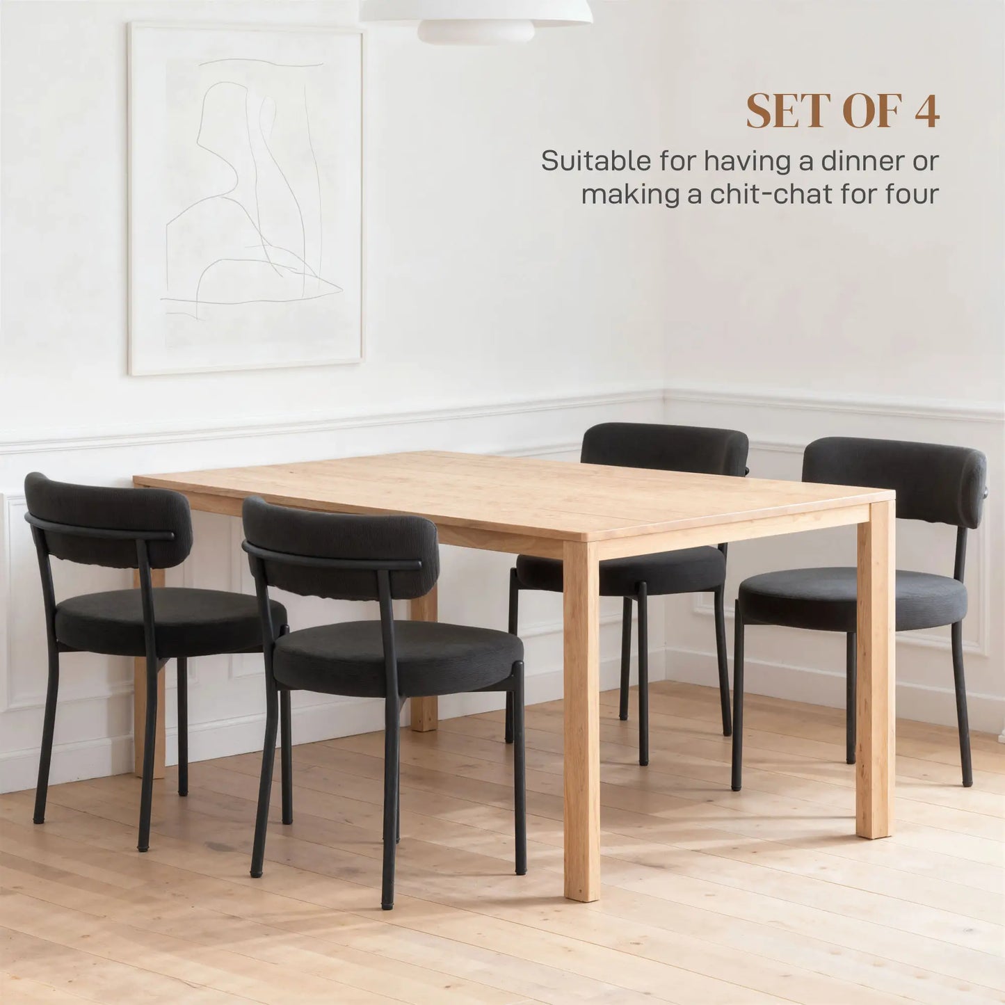 4 Kitchen Chairs, Modern Dining, Corduroy Upholstery, Steel Legs, Black Dining Chairs at Gallery Canada