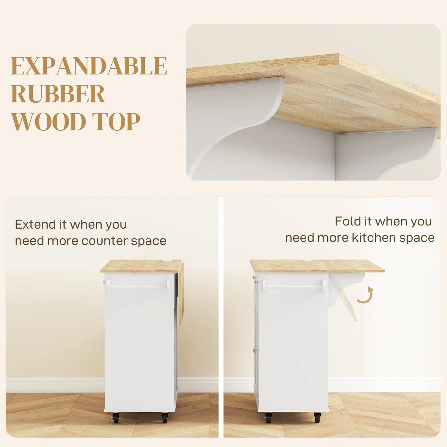 Kitchen Island with Power Outlet and Drop Leaf, Rolling Kitchen Cart with 2 Drawers and Adjustable Shelves, White Kitchen Islands & Kitchen Carts at Gallery Canada