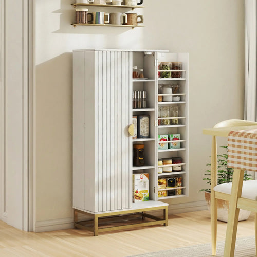 47 In Kitchen Pantry Cabinet, Freestanding Storage With 12 Door Shelves