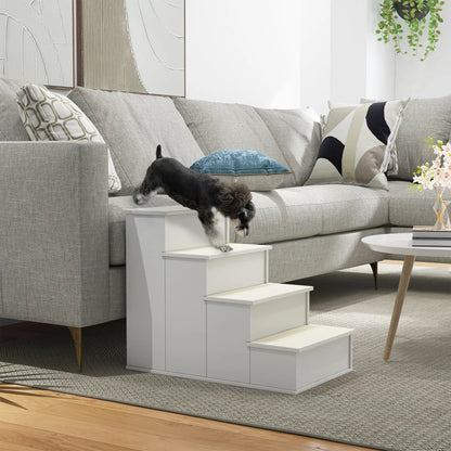 Pet Stairs for Bed, Cat Ladder for Couch, Non-Slip Carpet, 15.7" x 23.2" x 21.3", White Dog Stairs at Gallery Canada