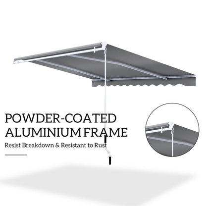 10x8ft Manual Retractable Patio Awning, Aluminum Frame, Grey Deck Awnings at Gallery Canada