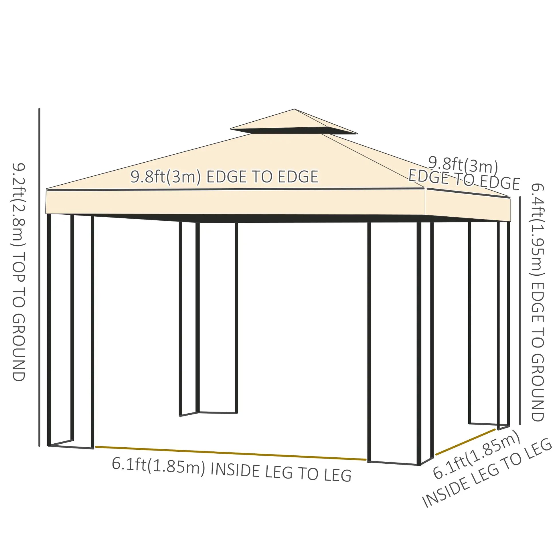 10'x10' Steel Patio Gazebo, Soft-Top, 2-Tier Roof, Beige Gazebos at Gallery Canada