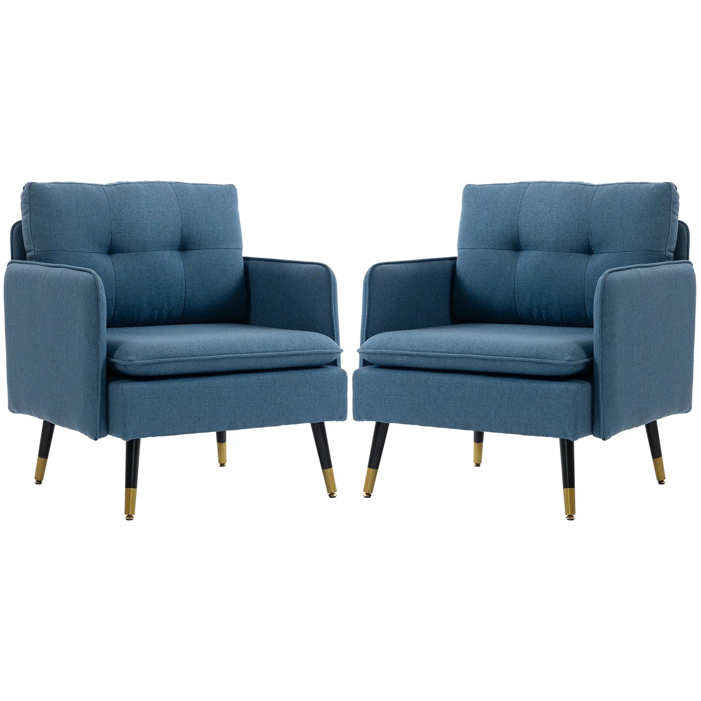 Accent Chairs Set of 2, Upholstered Armchairs with Tufted Back Cushion Accent Chairs Dark Blue at Gallery Canada
