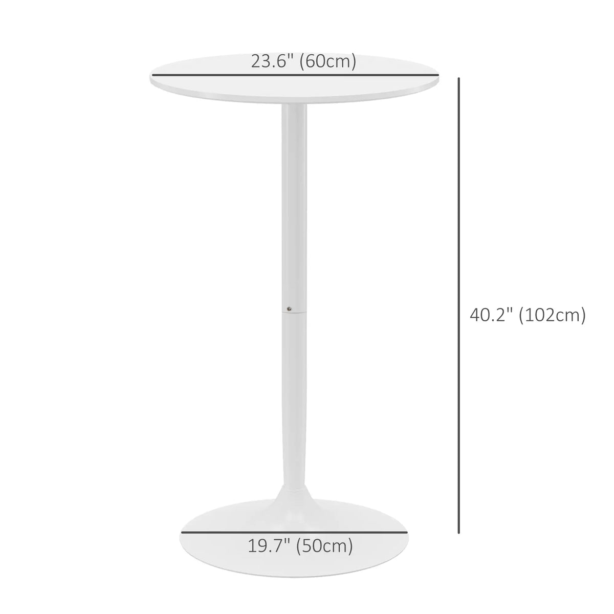 Modern Round High Top Bar Table, Steel Base, 2-Person, White Bar Tables & Dining Tables at Gallery Canada