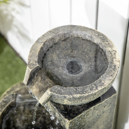 Outdoor Fountain, 4-Tier Stone Look Bowls, Adjustable Flow, LED Lights Water Fountains at Gallery Canada