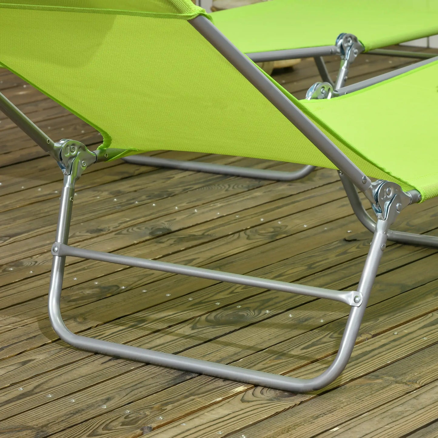 Set of 2 Folding Chaise Lounge Chairs, Outdoor, Reclining, Green Lounger Chairs at Gallery Canada
