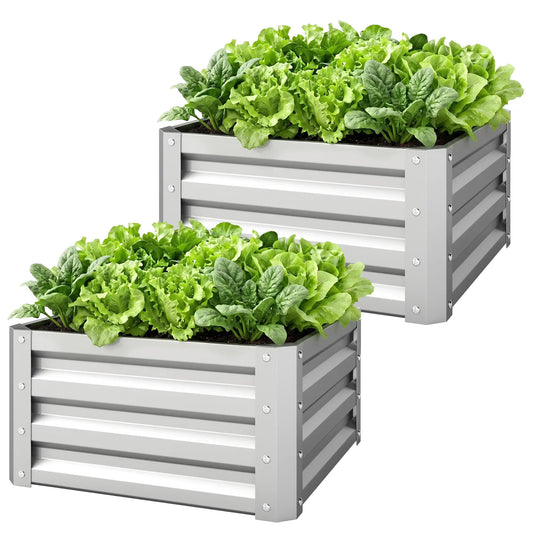 2' x 2' x 1' Raised Garden Bed, Galvanised Steel Frame, Vegetables, Flowers, Herbs, Silver Raised Garden Beds Silver at Gallery Canada