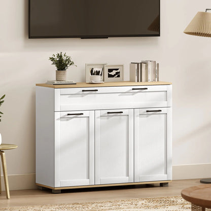 Modern 40" Sideboard Buffet Cabinet, 3 Doors, 2 Shelves, White Bar Cabinets at Gallery Canada