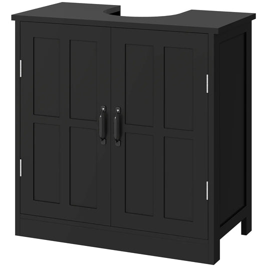 Pedestal Under Sink Vanity Cabinet, Double Doors, Adjustable Shelf, Black Sink Cabinets Black at Gallery Canada