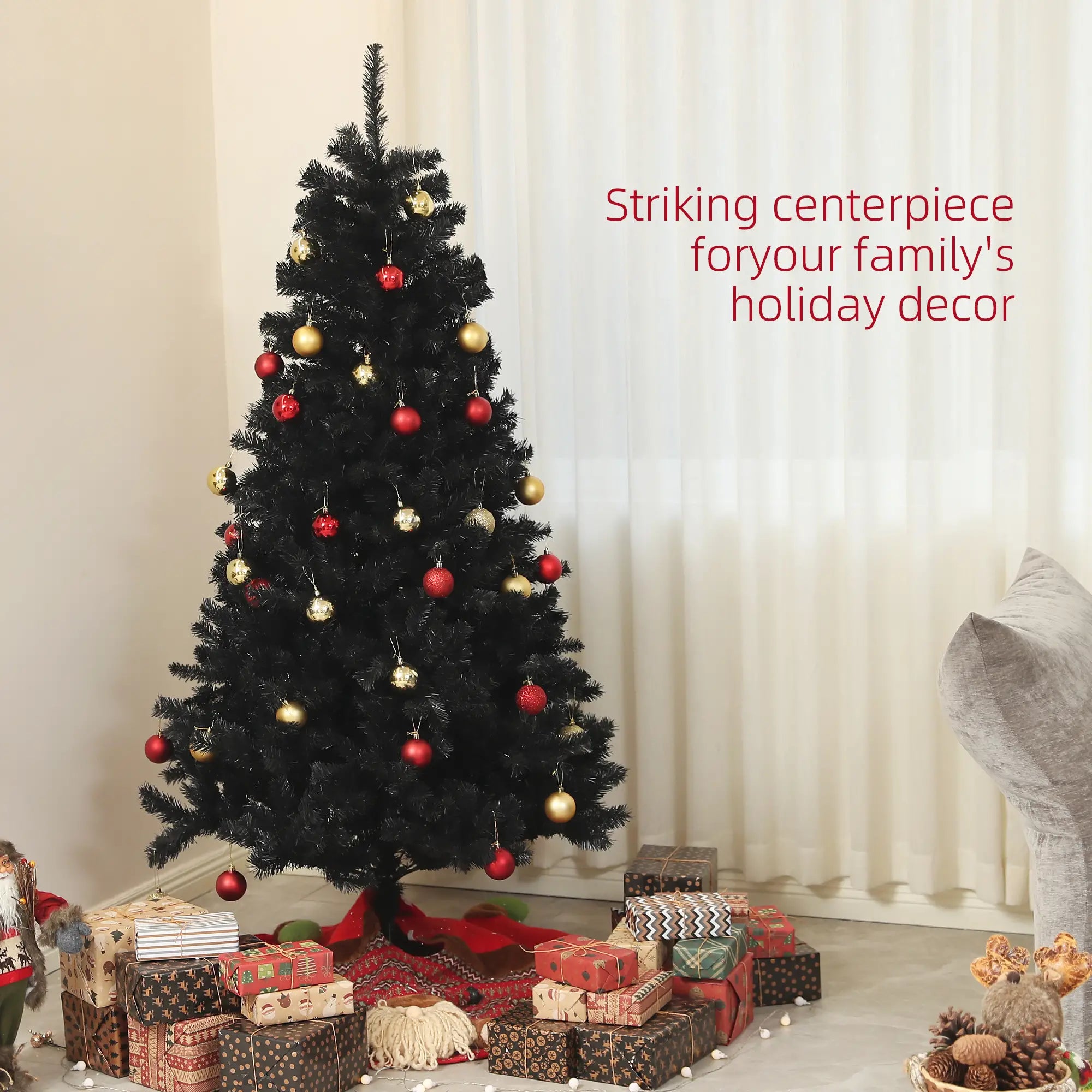 6ft Artificial Christmas Tree, Auto Open, Steel Base, Black Artificial Christmas Trees at Gallery Canada