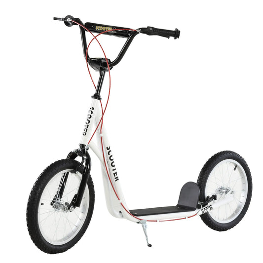 Kids Kick Scooter, 5+ Years, 16'' Inflatable Wheel, Dual Brakes, White Scooters White at Gallery Canada