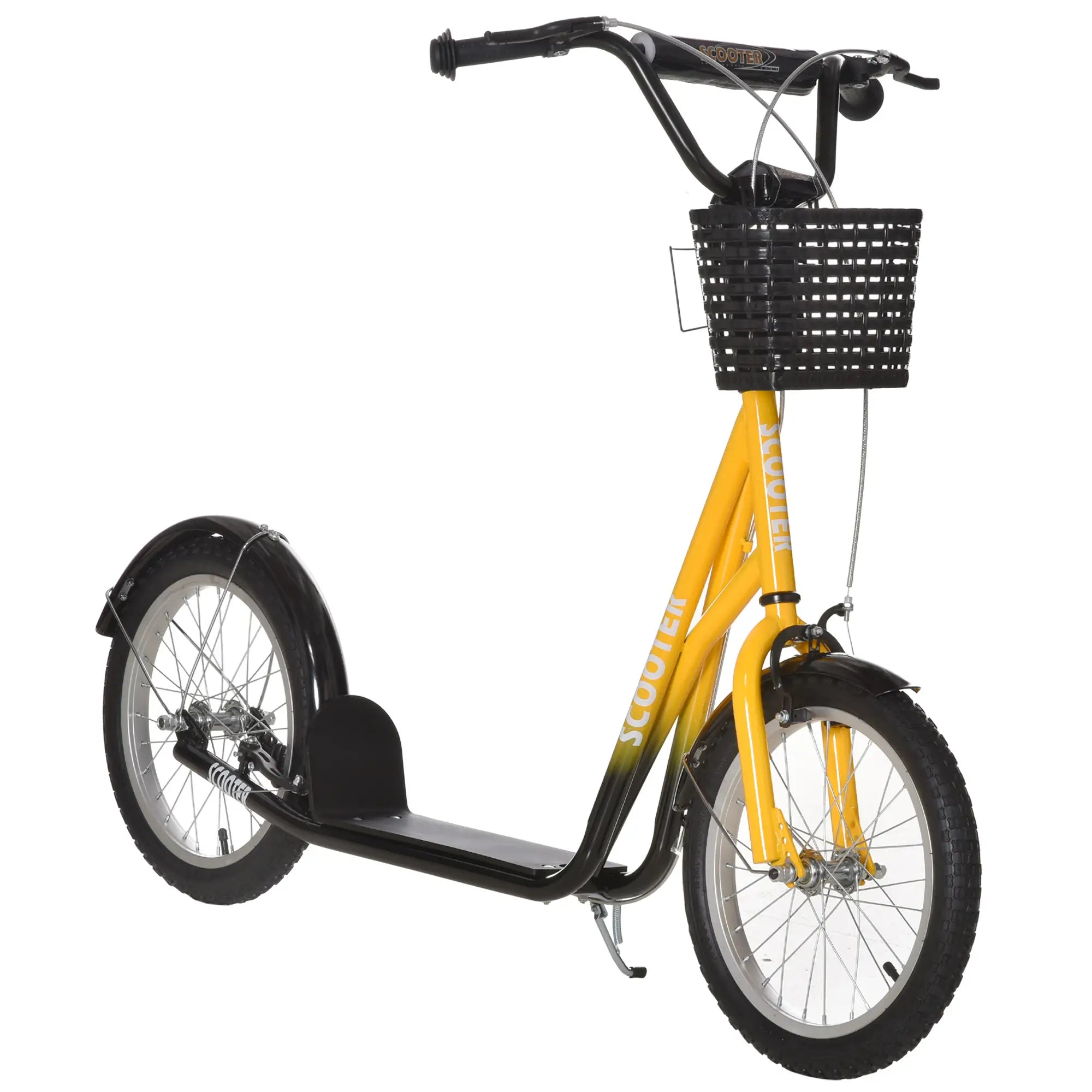 Kids Kick Scooter, Adjustable Handlebar, 2 Brakes, Basket, 16