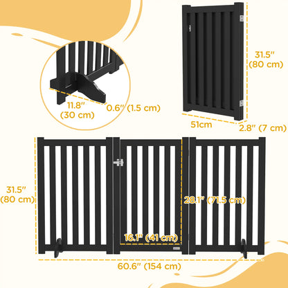 3-Panel Foldable Dog Gate, Medium Size, Black Houses, Kennels & Pens at Gallery Canada