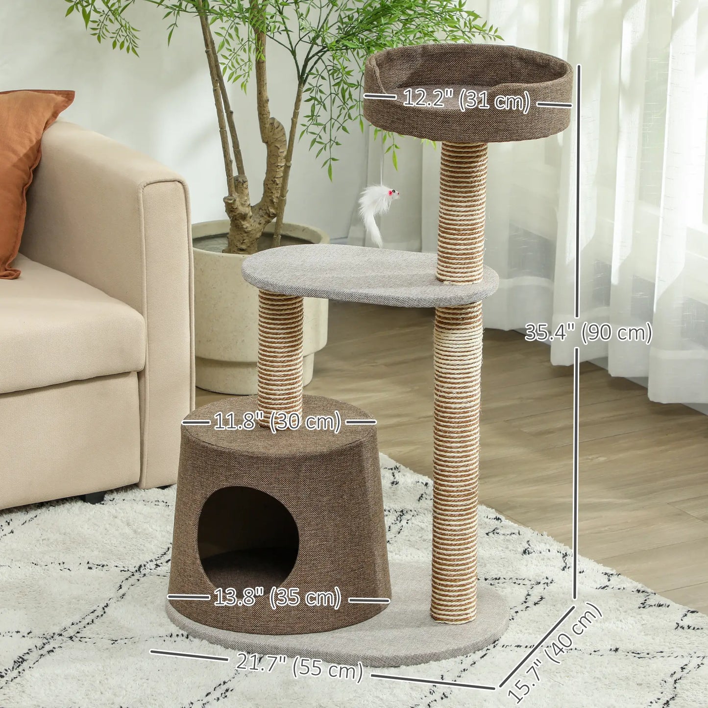 Cat Scratching Tree Post, Climbing Furniture with Toy, Brown Cat Posts at Gallery Canada