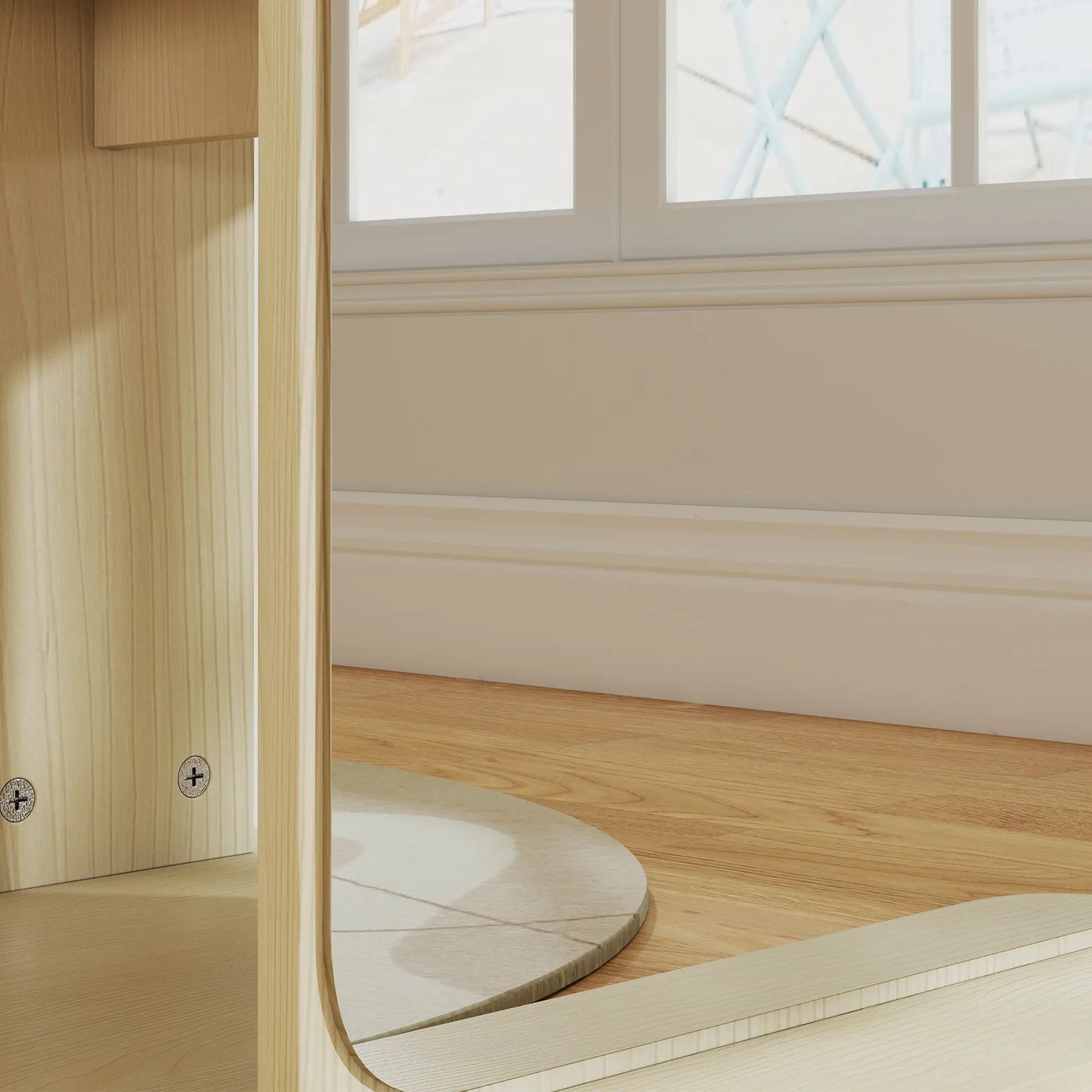 15" X 62" Full Length Mirror With Storage Shelves, Natural Wood Full Length Mirrors at Gallery Canada