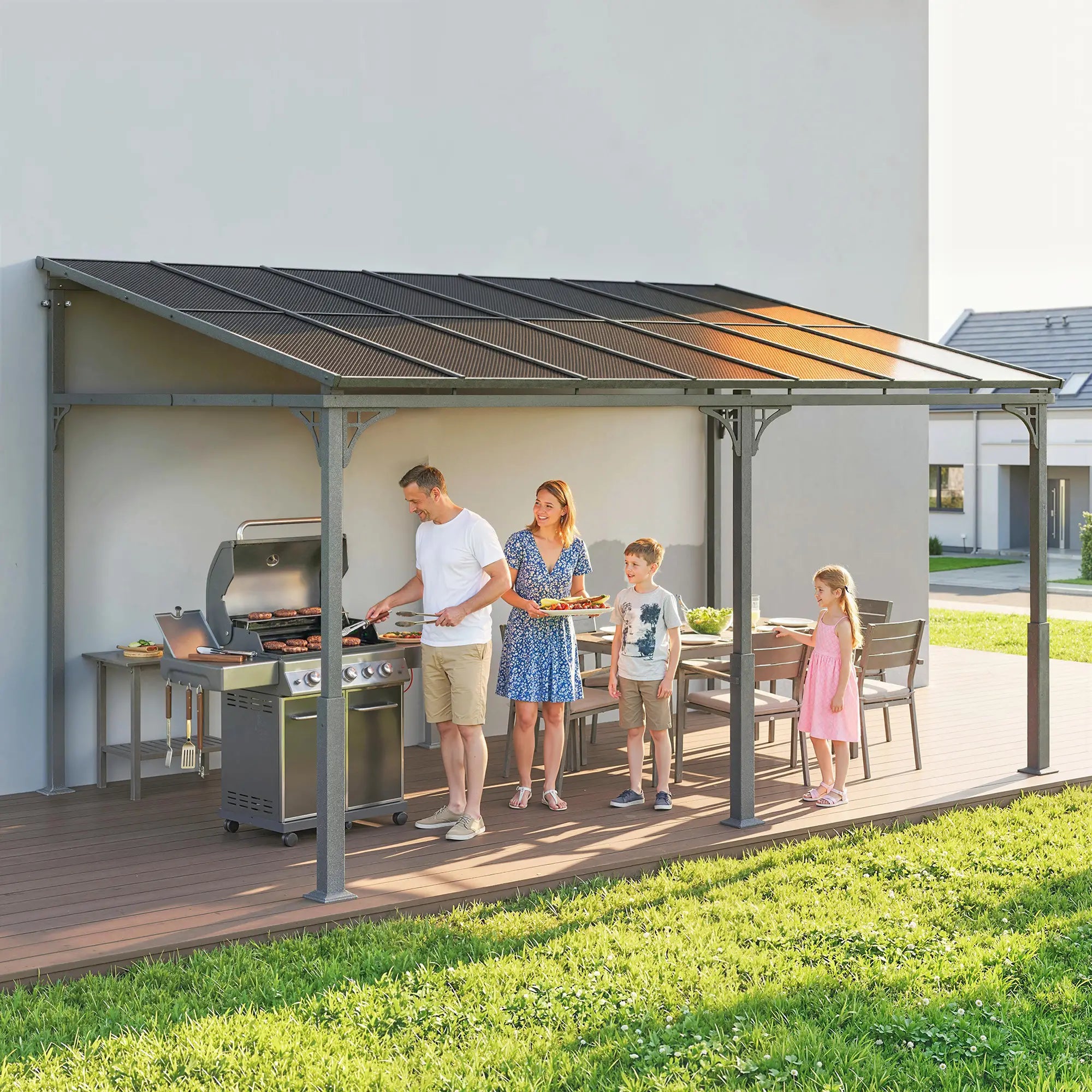 13' x 10' Lean-To Gazebo, Hardtop Wall Mounted Outdoor Pergola Pergolas at Gallery Canada