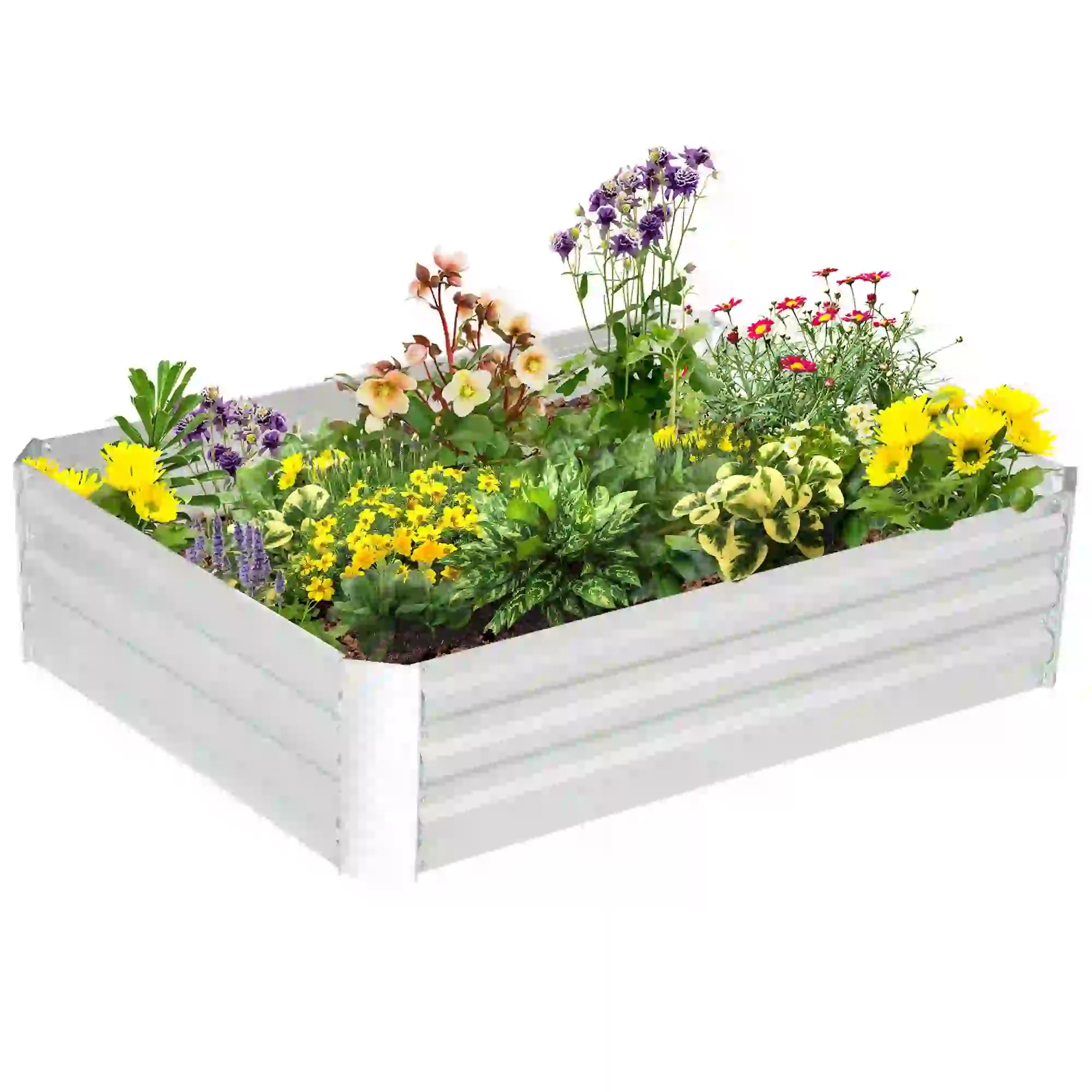 Galvanized Raised Garden Bed, 4' x 3' x 1', Outdoor Metal Planter Box Raised Garden Beds Silver at Gallery Canada