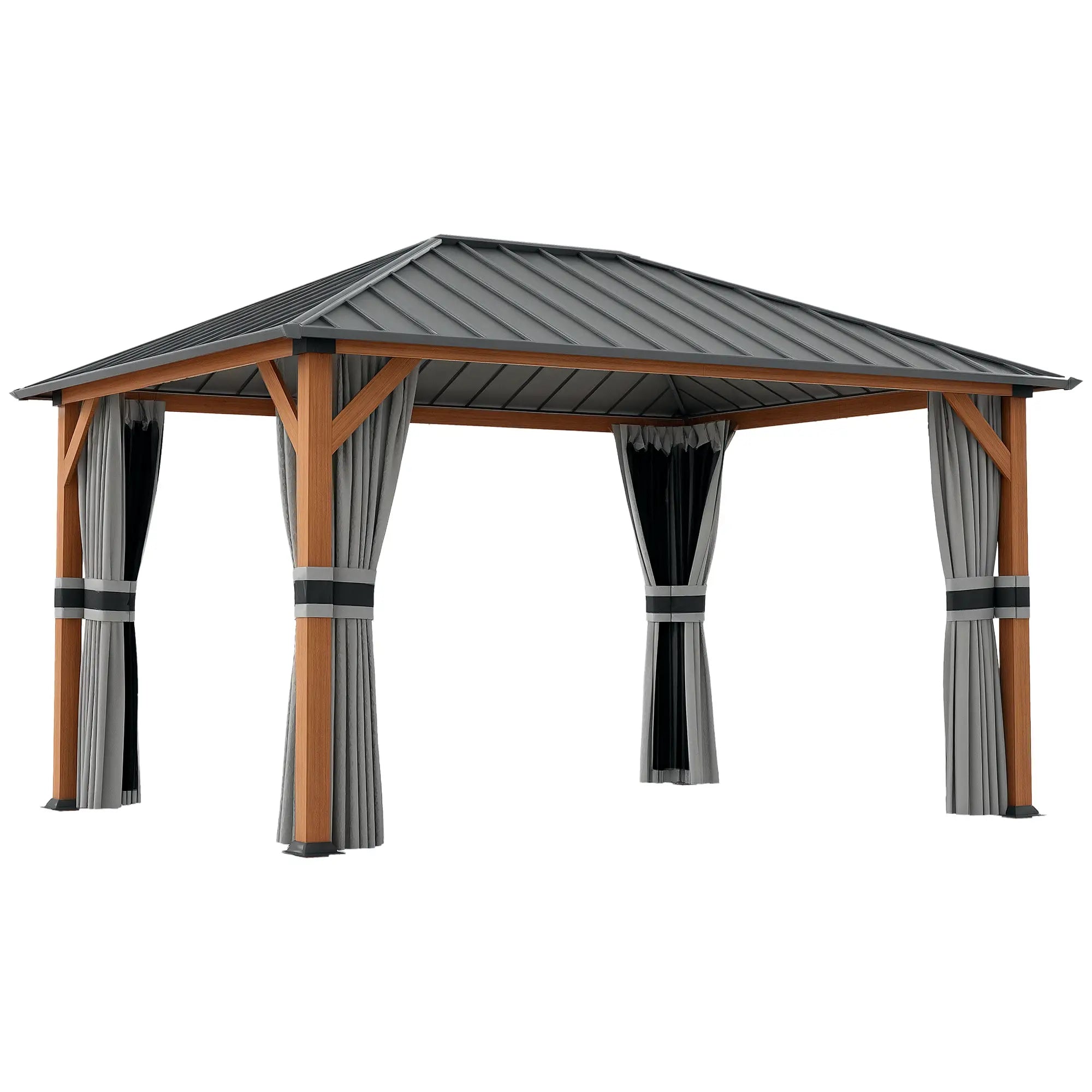 13' x 10' Hardtop Gazebo, Netting Sidewalls, Galvanized Steel, Garden Canopy Gazebos at Gallery Canada