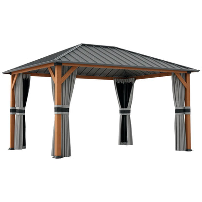 13' x 10' Hardtop Gazebo, Netting Sidewalls, Galvanized Steel, Garden Canopy Gazebos at Gallery Canada