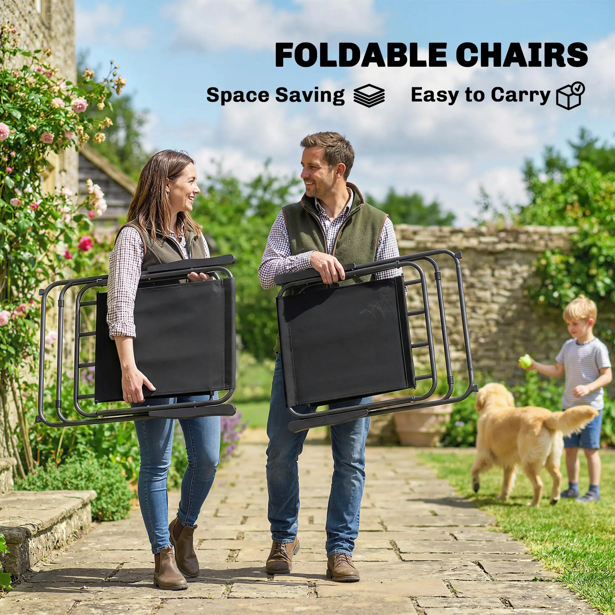8 Piece Patio Set, Folding Chairs, Tempered Glass Tabletop, Black Outdoor Dining Sets at Gallery Canada