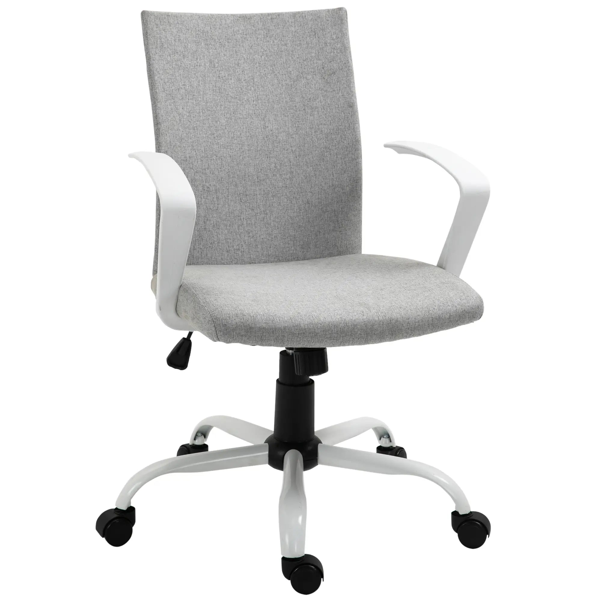 Linen Mid Back Office Chair, Tilt Function, Swivel, Light Grey Task Chairs Light Grey at Gallery Canada