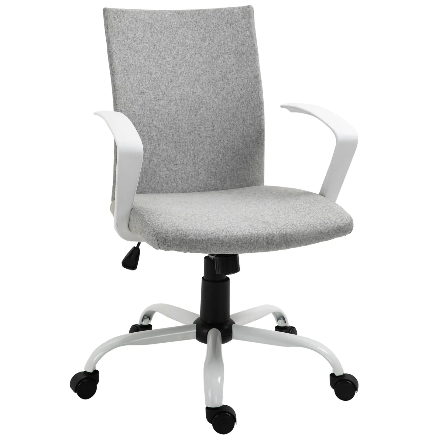 Linen Mid Back Office Chair, Tilt Function, Swivel, Light Grey Task Chairs Light Grey at Gallery Canada