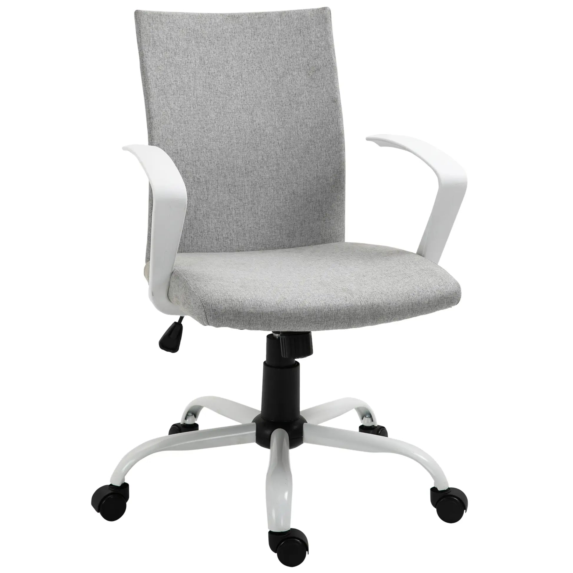 Linen Mid Back Office Chair, Tilt Function, Swivel, Light Grey Task Chairs Light Grey at Gallery Canada