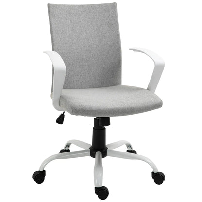 Linen Mid Back Office Chair, Tilt Function, Swivel, Light Grey Task Chairs Light Grey at Gallery Canada