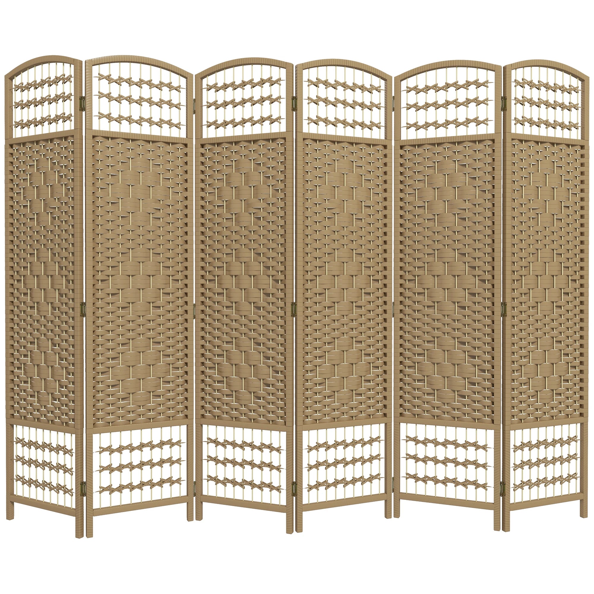 6 Panel Folding Room Divider, Portable Privacy Screen, Natural Room Dividers Natural at Gallery Canada