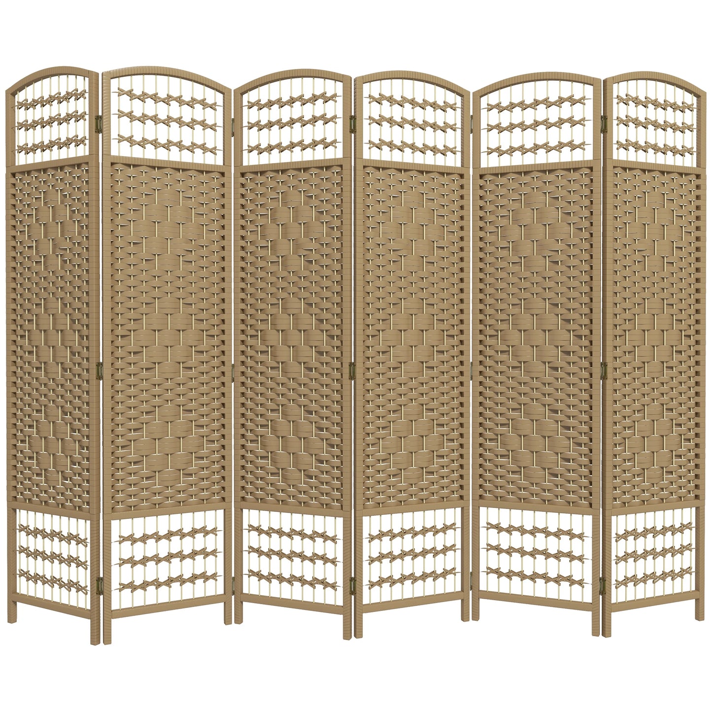 6 Panel Folding Room Divider, Portable Privacy Screen, Natural Room Dividers Natural at Gallery Canada