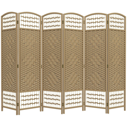 6 Panel Folding Room Divider, Portable Privacy Screen, Natural Room Dividers Natural at Gallery Canada
