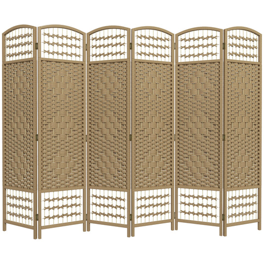 6 Panel Folding Room Divider, Portable Privacy Screen, Natural Room Dividers Natural at Gallery Canada