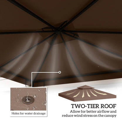 10' x 10' Square 2-Tier Gazebo Canopy Cover, Outdoor Garden Sun Shade, Coffee Gazebo Canopy Replacement at Gallery Canada