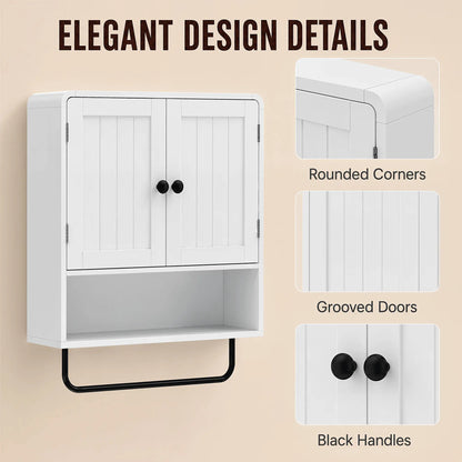 Wall Mounted Bathroom Cabinet, 2 Doors, White