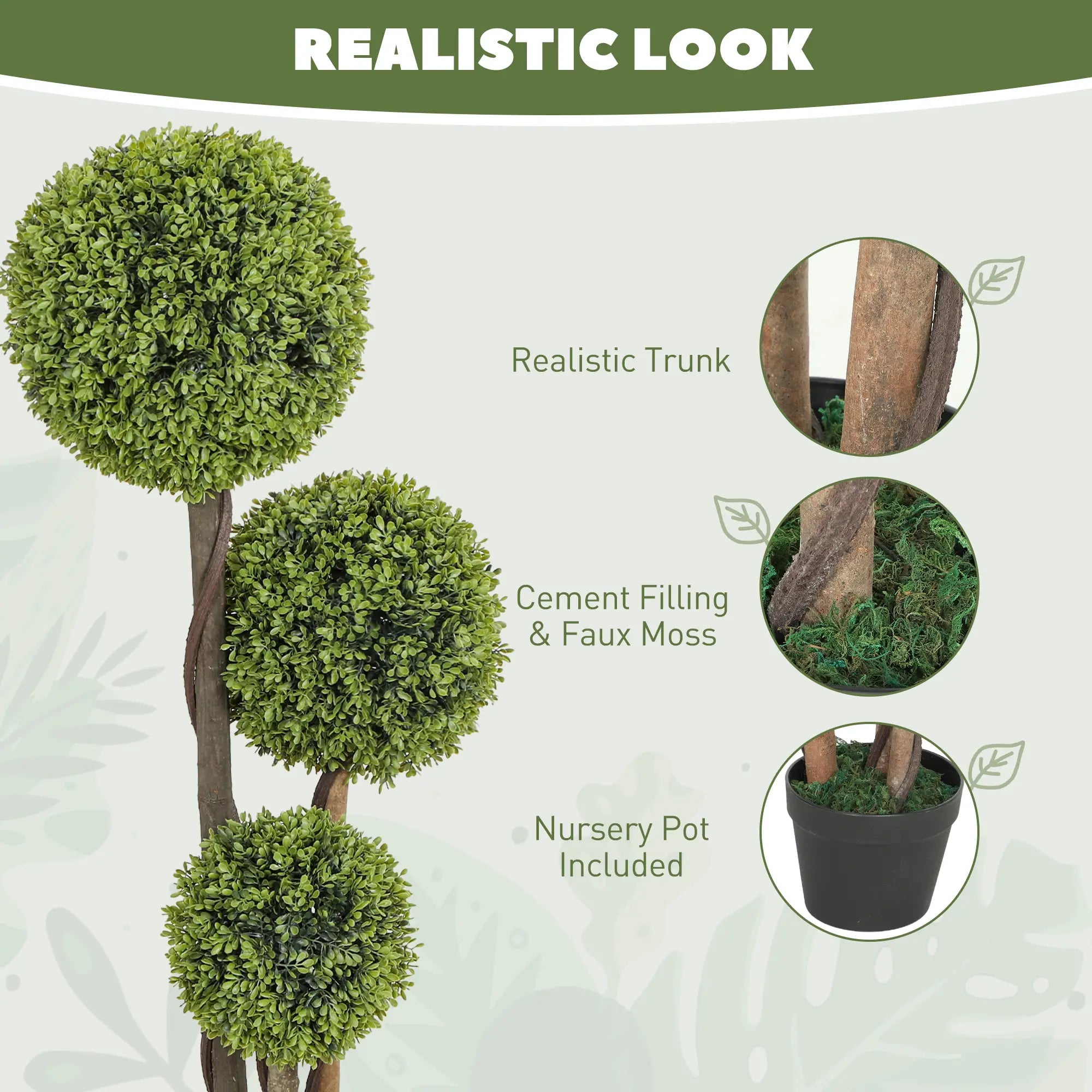 45 Inch Artificial Boxwood Topiary Tree, Set Of 2, Indoor Outdoor, Green Artificial Trees at Gallery Canada