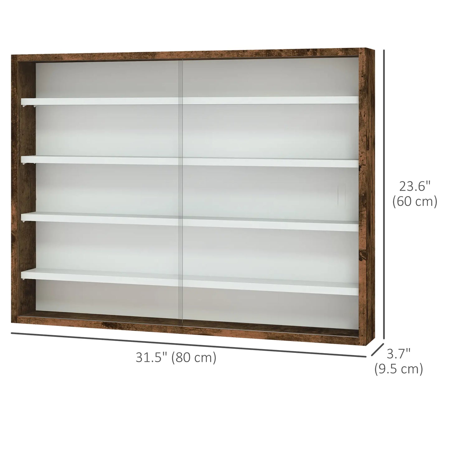 5-Tier Glass Display Cabinet, 2 Doors, 4 Adjustable Shelves, Brown Display Bookshelves at Gallery Canada