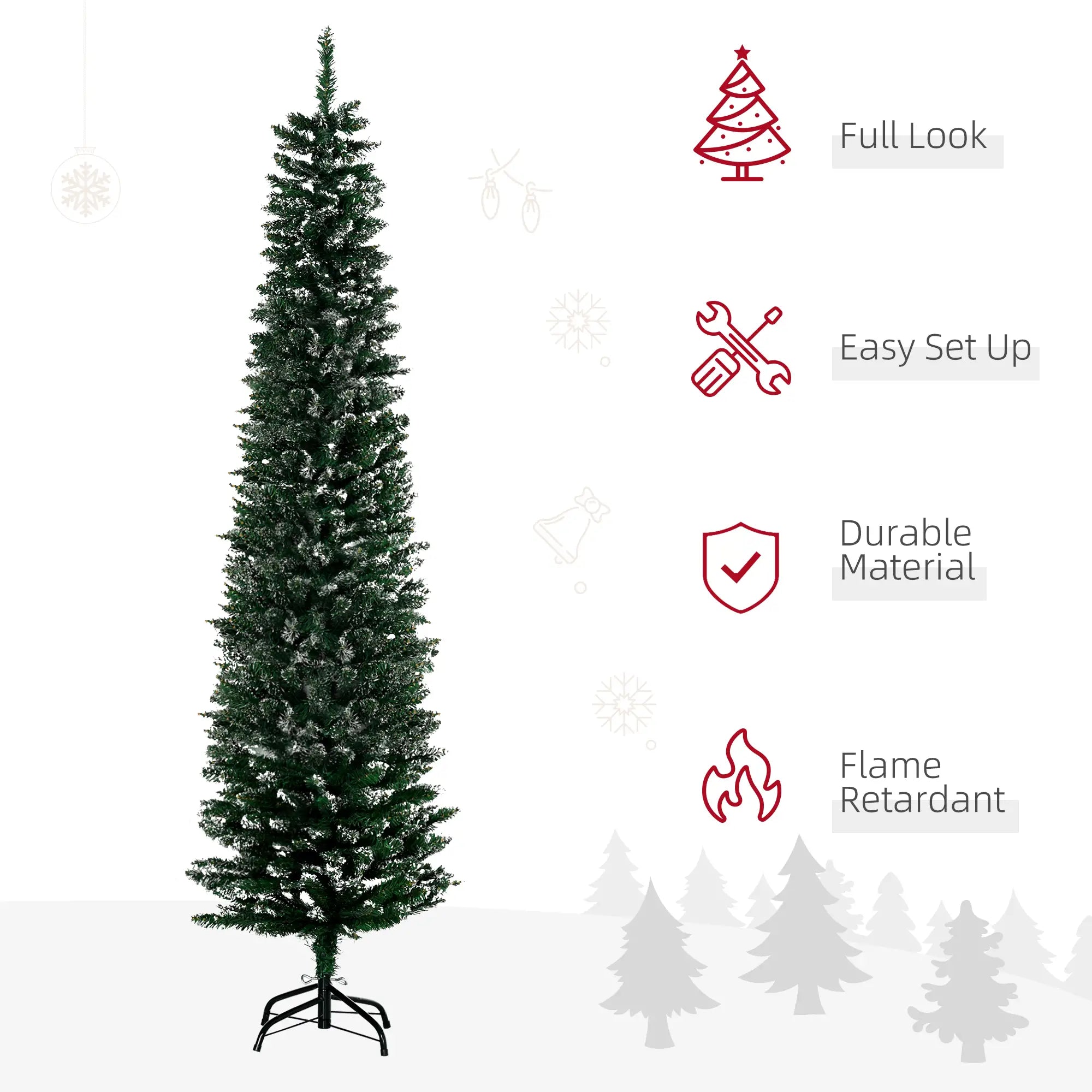 6FT Artificial Snow Dipped Christmas Tree, Foldable Stand, Green Artificial Christmas Trees at Gallery Canada