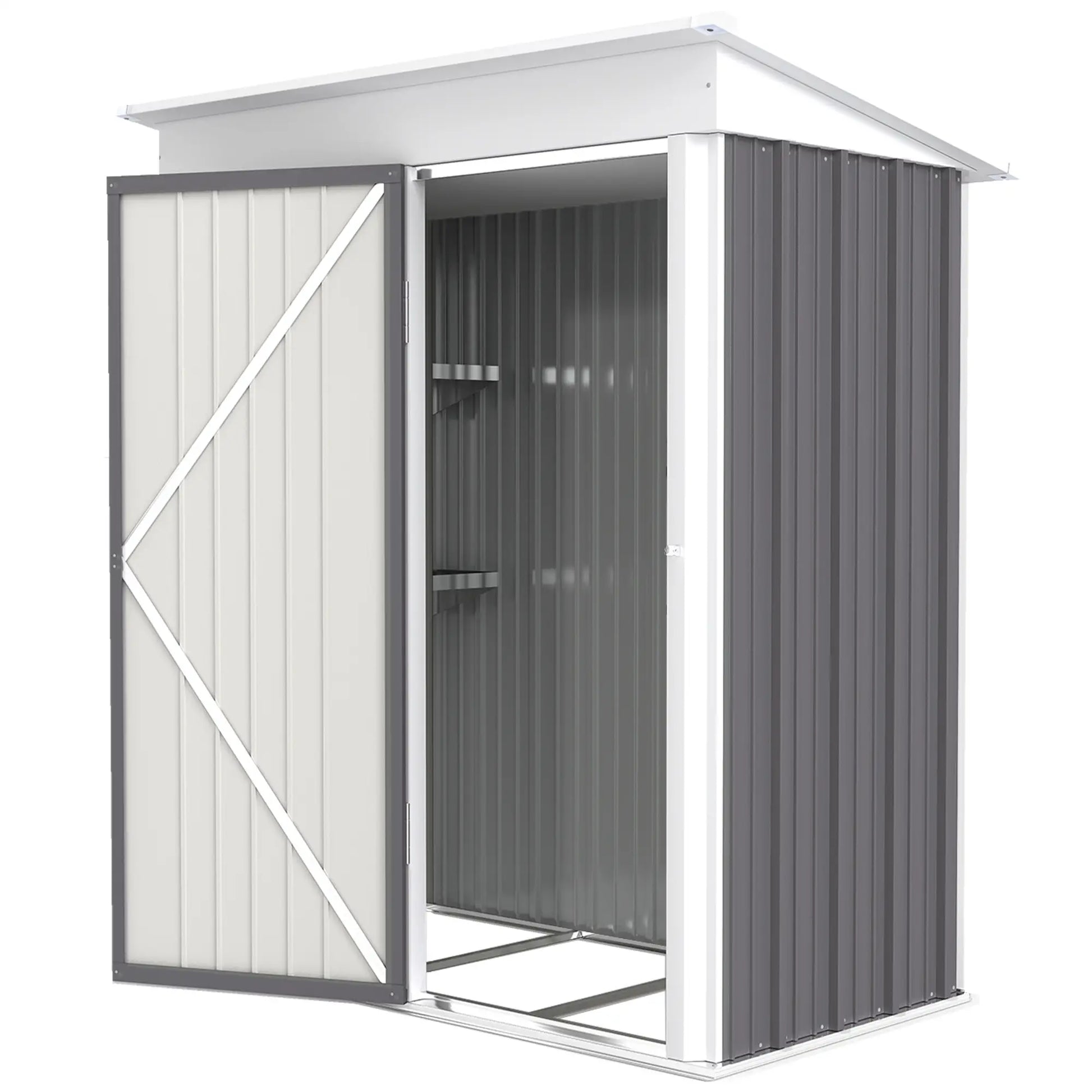 Outdoor Storage Shed, Steel Lean-To, Adjustable Shelf, 5'x3'x6', Grey Sheds at Gallery Canada