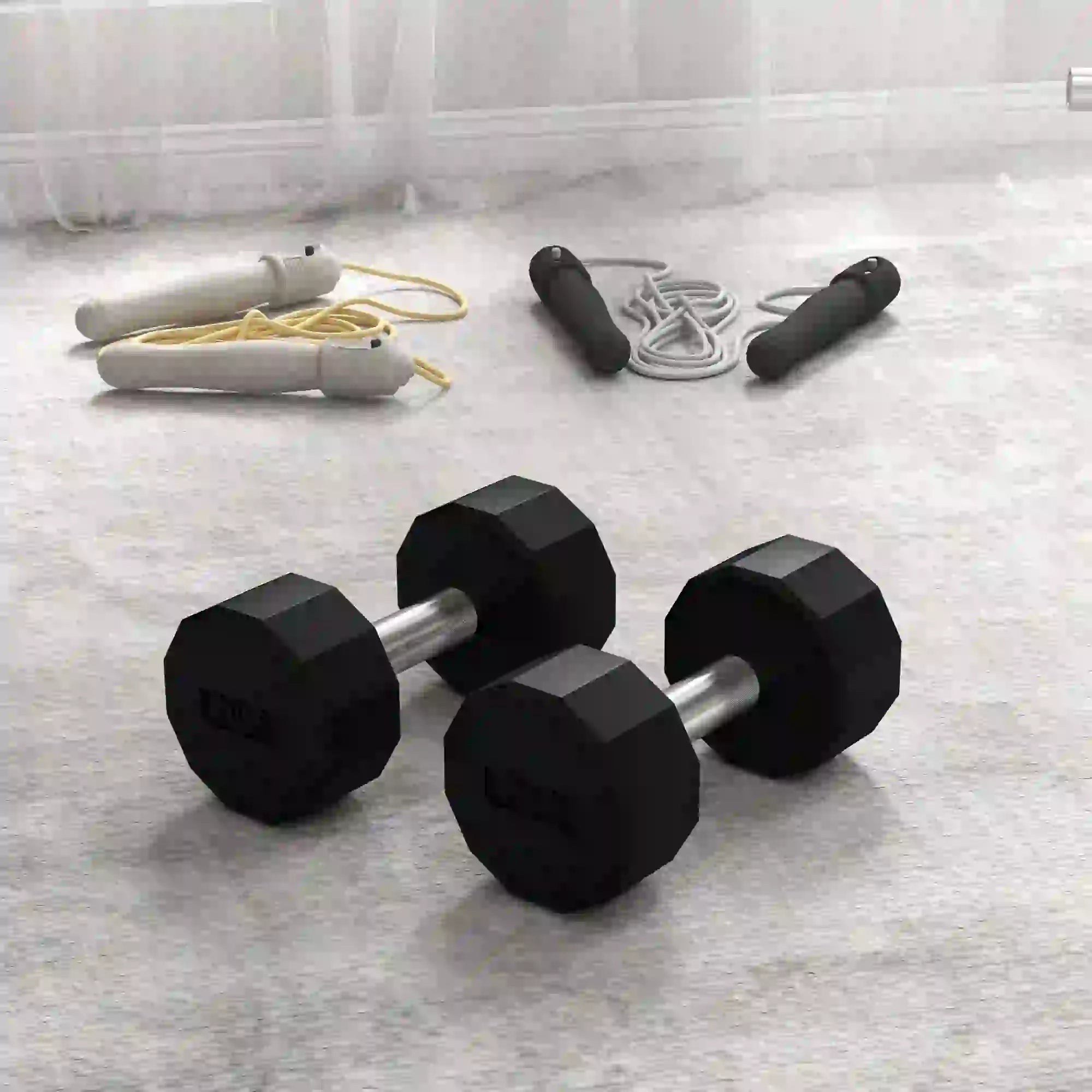 2 x 20lbs Dumbbells Set, Non-Slip Grip, Rubber Covered Weights Dumbbells & Barbells at Gallery Canada
