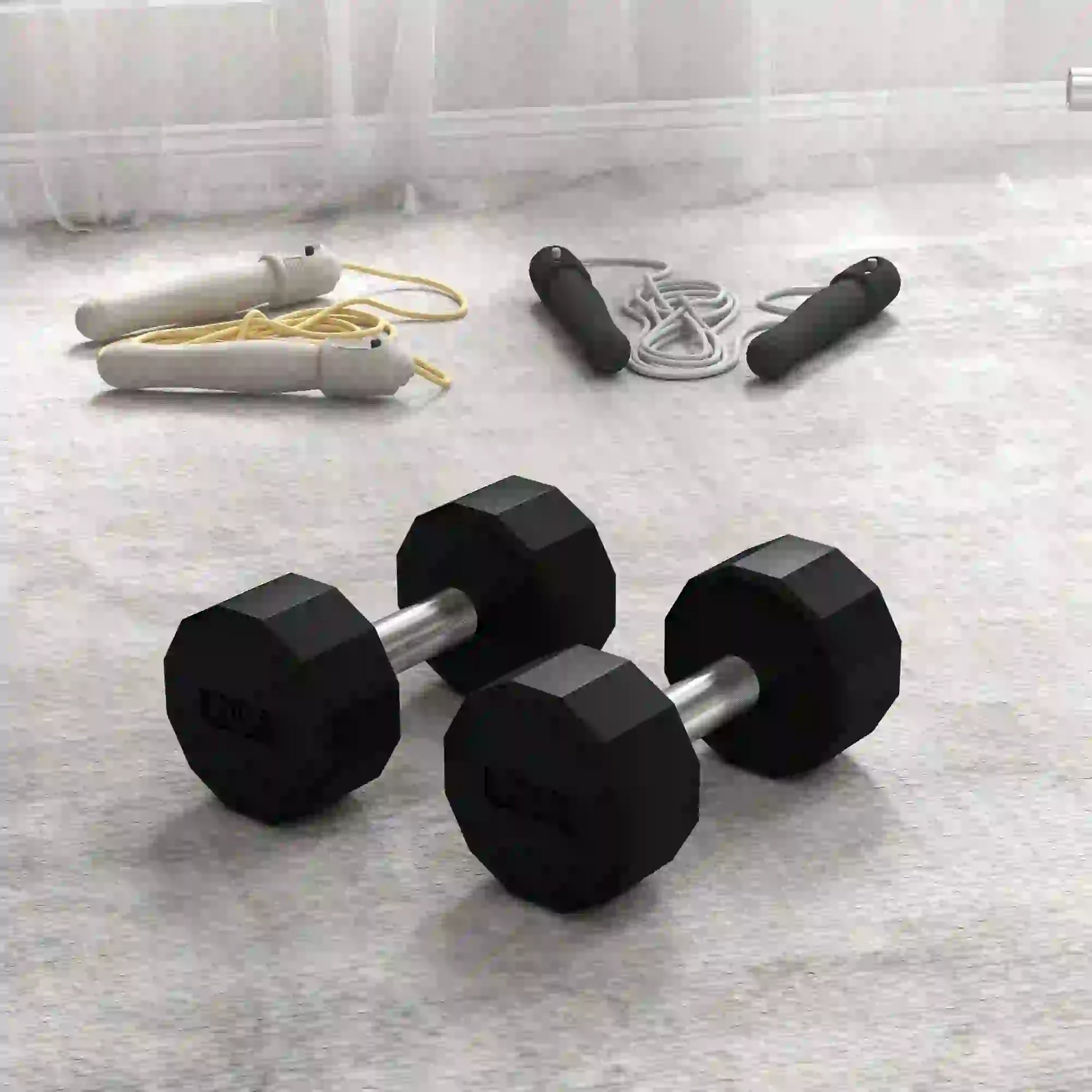 2 x 20lbs Dumbbells Set, Non-Slip Grip, Rubber Covered Weights Dumbbells & Barbells at Gallery Canada