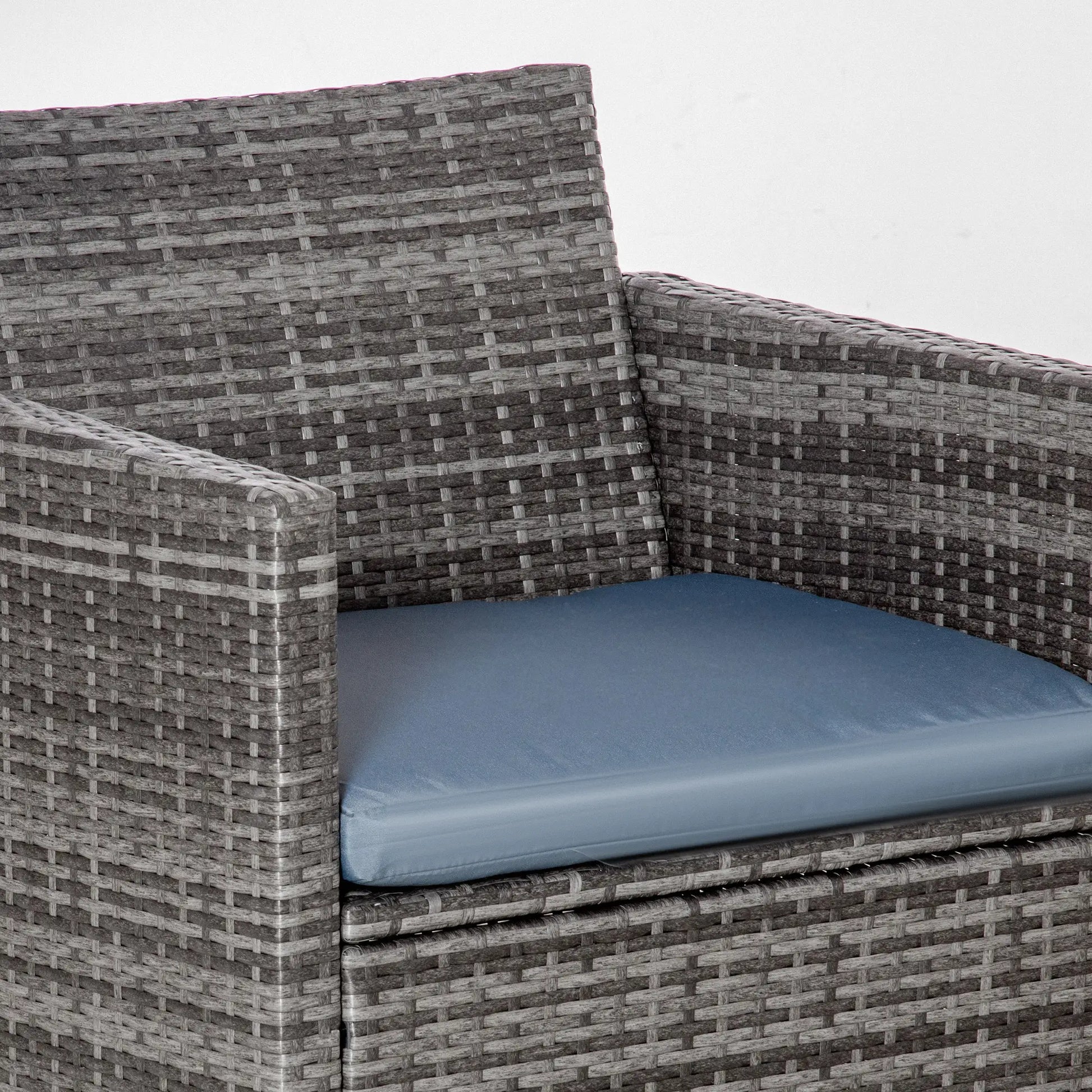 4-Piece Patio Furniture Set with Cushions, Outdoor PE Rattan Sofa, 2 Chairs, Glass Table, Grey Patio Furniture Sets at Gallery Canada