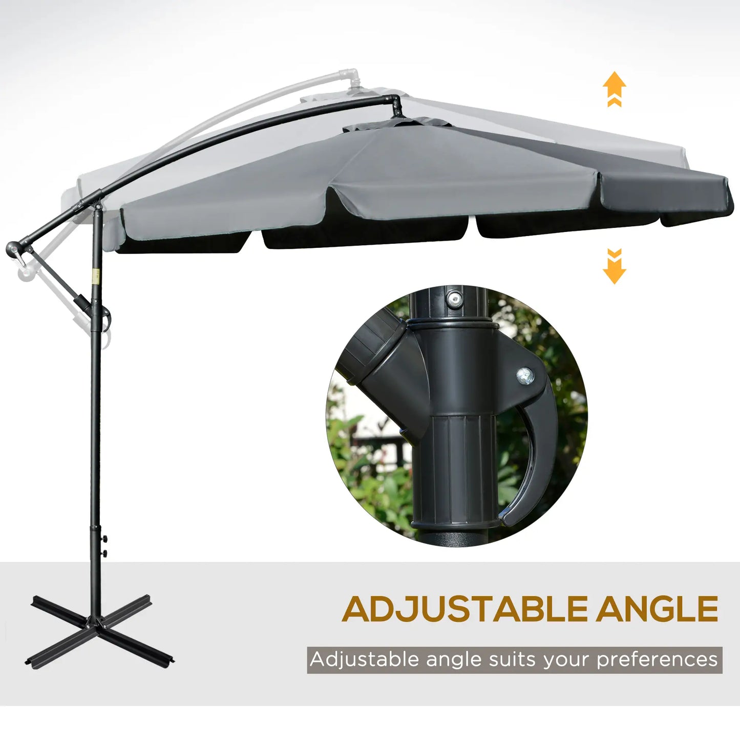 11FT Offset Hanging Patio Umbrella, Easy Tilt, Cross Base, 8 Ribs, Dark Grey Cantilever Umbrellas at Gallery Canada