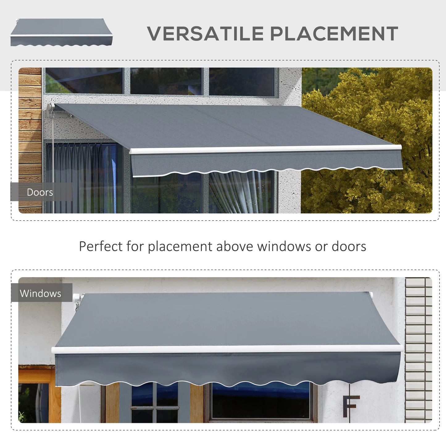 10' x 8' Retractable Awning, Sunshade Canopy for Patio, Dark Grey Patio Awnings at Gallery Canada