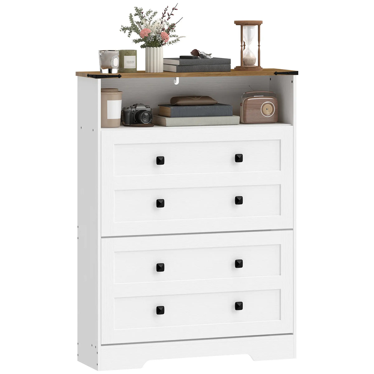 Shoe Cabinet, 2 Flip Drawers, Narrow Storage, White Shoe Storage Cabinets & Racks White, Brown at Gallery Canada