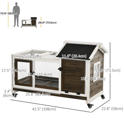 Rabbit Cage with Wheels, Ramp, Run, Tray, Indoor Outdoor Rabbit Hutch at Gallery Canada
