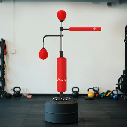 4-in-1 Free Standing Punching Bag, Adjustable Height, 2 Speed Balls, 360° Reflex Bar, Red Punching Bag Hangers at Gallery Canada