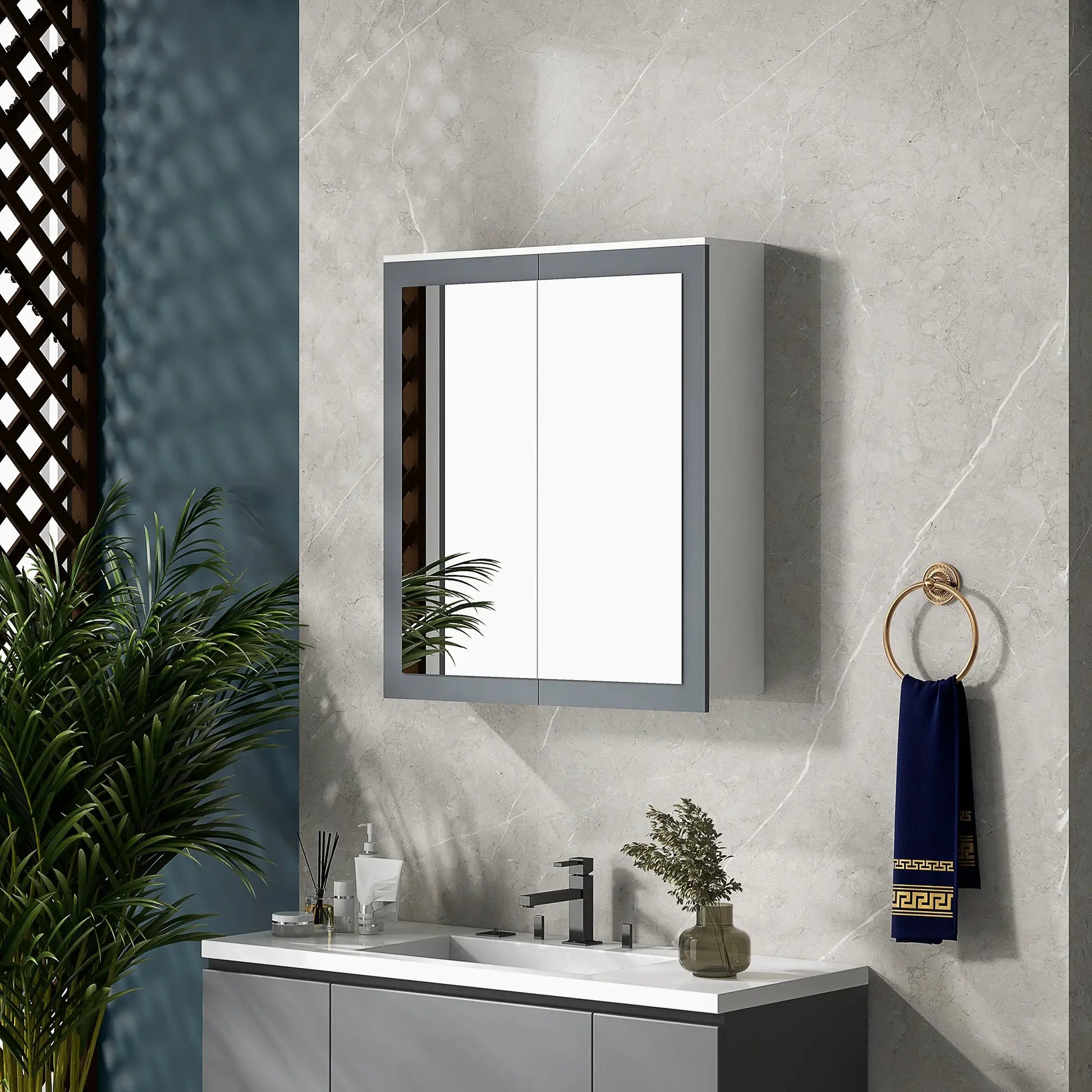 Wall Mounted Bathroom Mirror Cabinet, Double Doors, Adjustable Shelves, White Mirror Medicine Cabinets at Gallery Canada