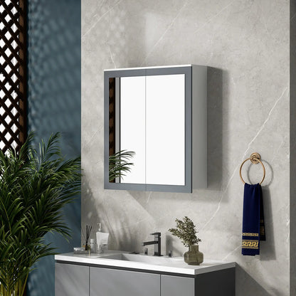 Wall Mounted Bathroom Mirror Cabinet, Double Doors, Adjustable Shelves, White Mirror Medicine Cabinets at Gallery Canada
